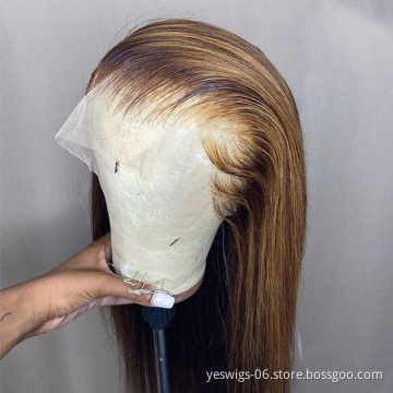 Wholesale Raw Indian Cuticle Aligned  Virgin Human Hair Wigs Highlight Color Full Hd Lace Front Closure Wigs For Black Women